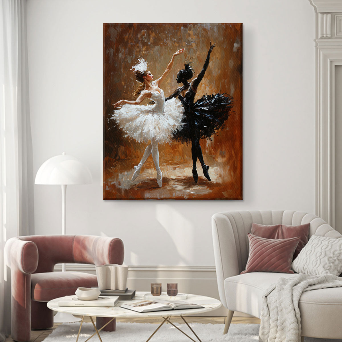 Swan Lake Ballet Dancers Oil Painting Canvas Wall Art