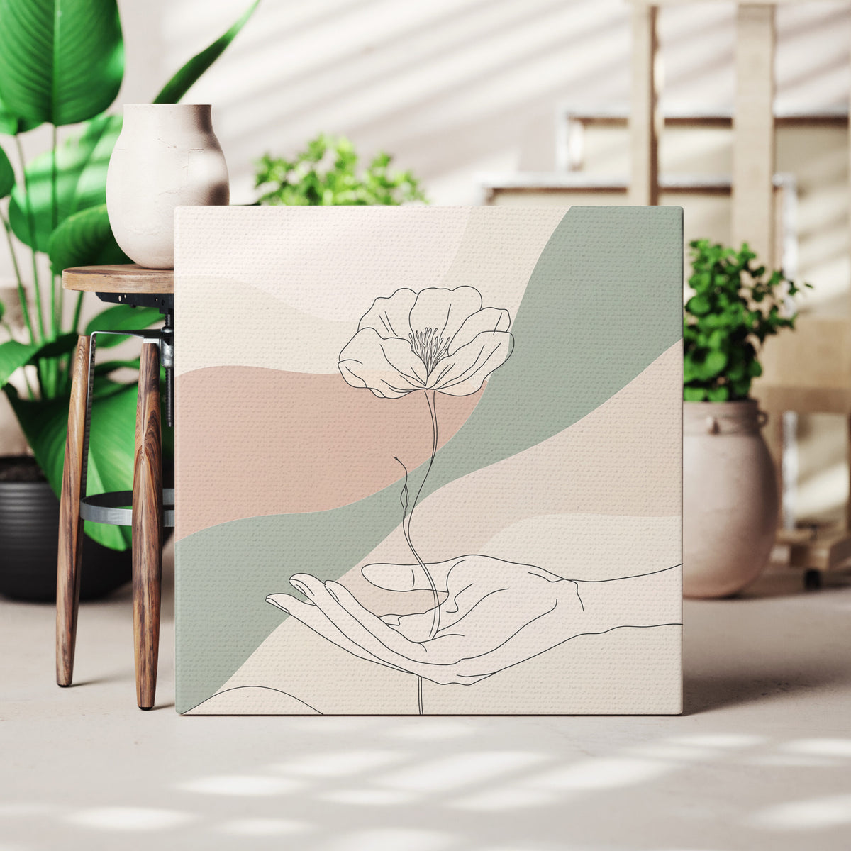 Gentle Touch Minimalist Line Art Canvas Print