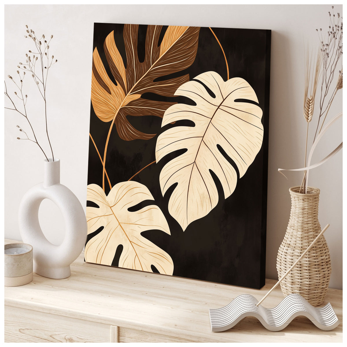 Monstera Leaf Design Canvas Boho Wall Decor