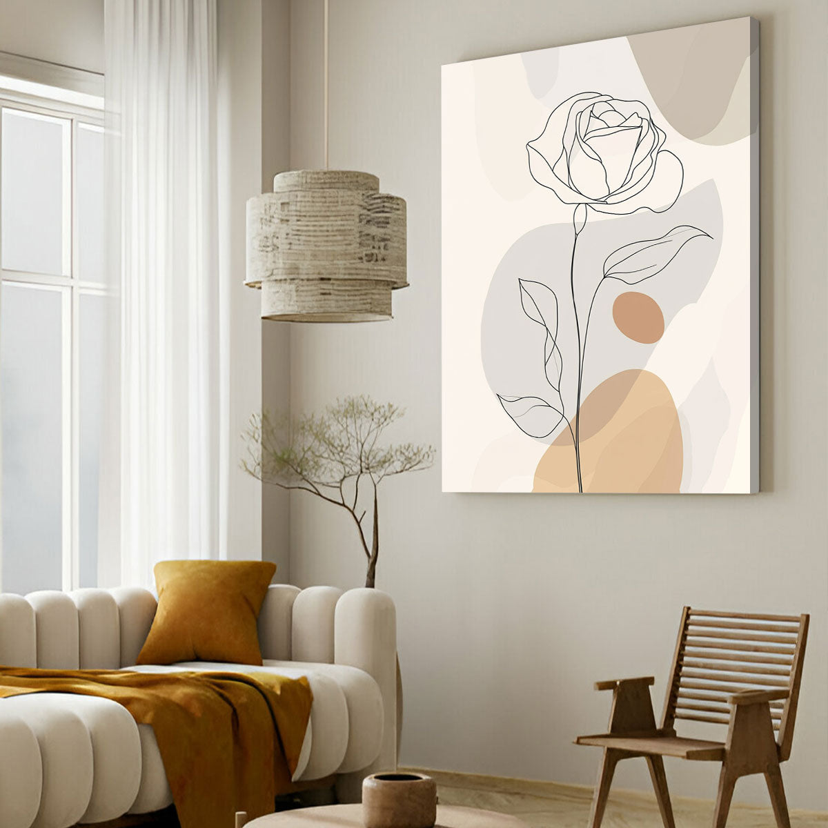 Rose Line Minimalist Canvas Wall Art