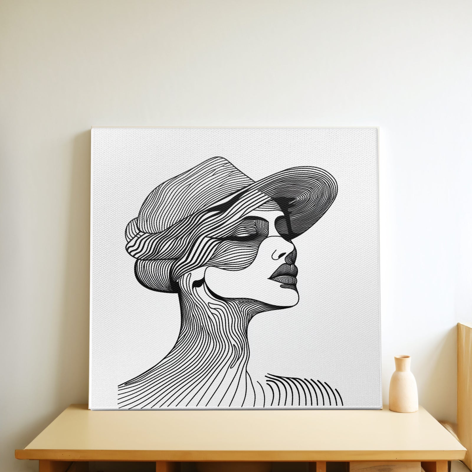 Minimalist Woman Face Patterns Canvas Wall Art