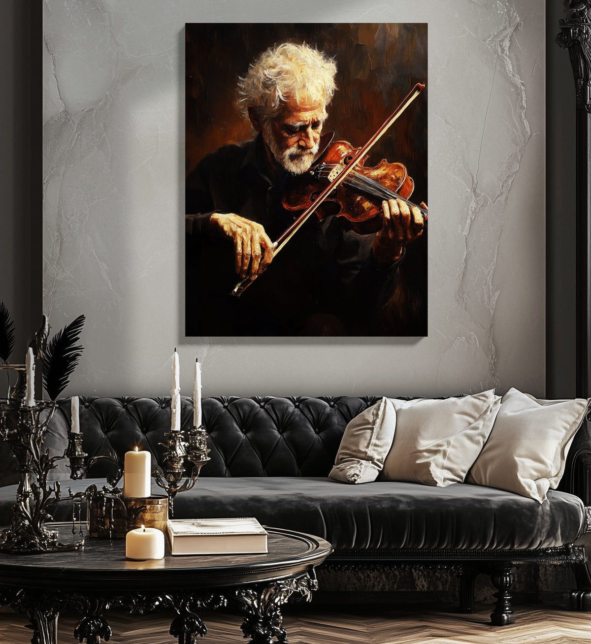 The Passionate Violinist - Vintage Oil Painting Canvas Print