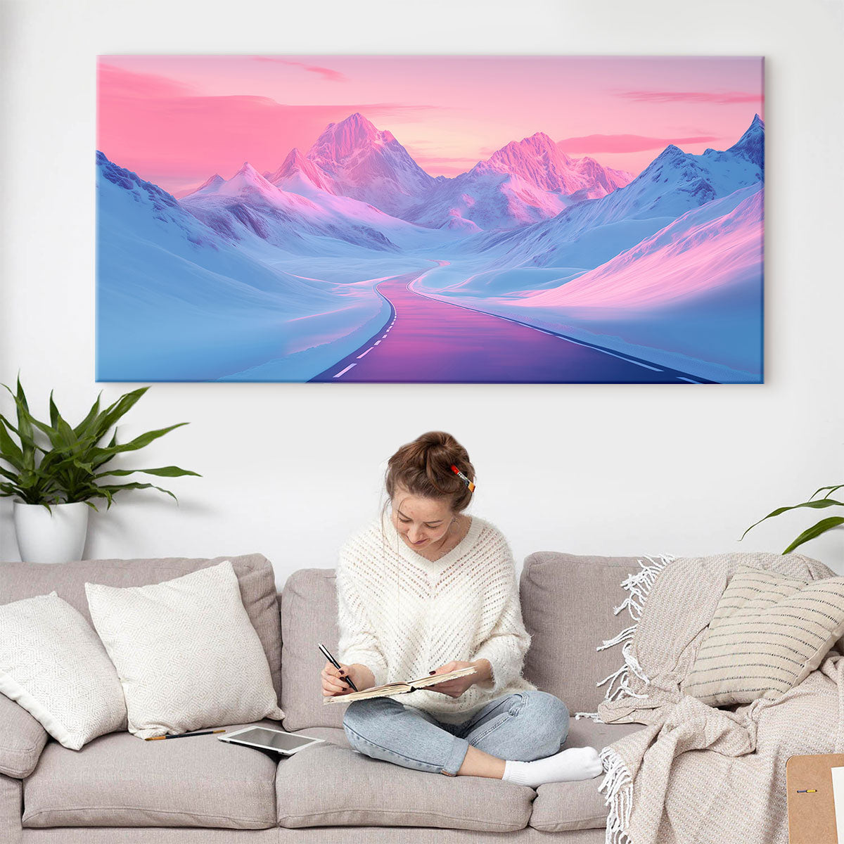 Nature Artwork Road Through Mountain Wall Art