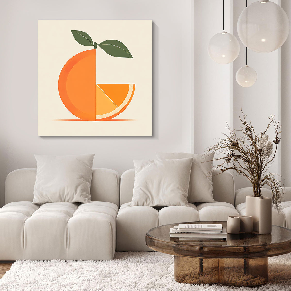 Modern Geometric Orange Slice Canvas Minimalist Wall Art For Your Kitchen
