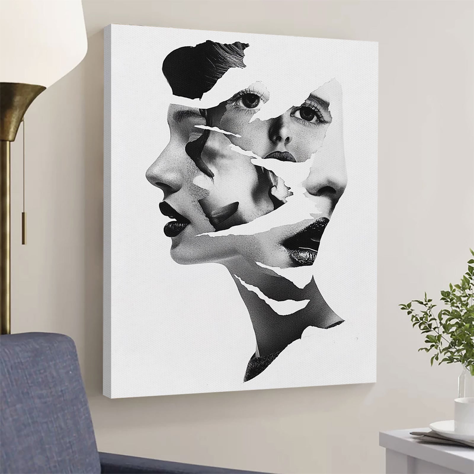 Fragmented Faces Abstract Wall Art