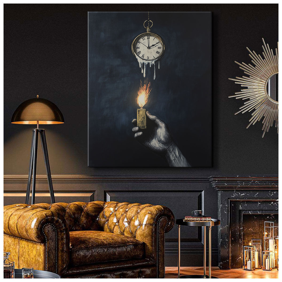 Clock Surreal Mixed-Media Canvas Wall Art