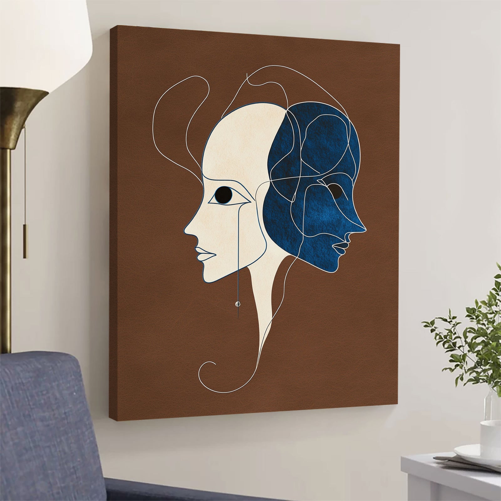 Two Face Abstract Minimalist Canvas Wall Art