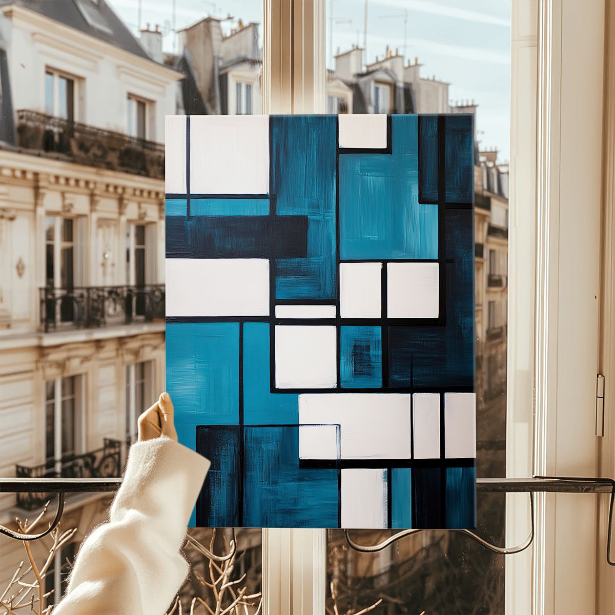 Urban Grid Abstract Canvas Print for Living Room