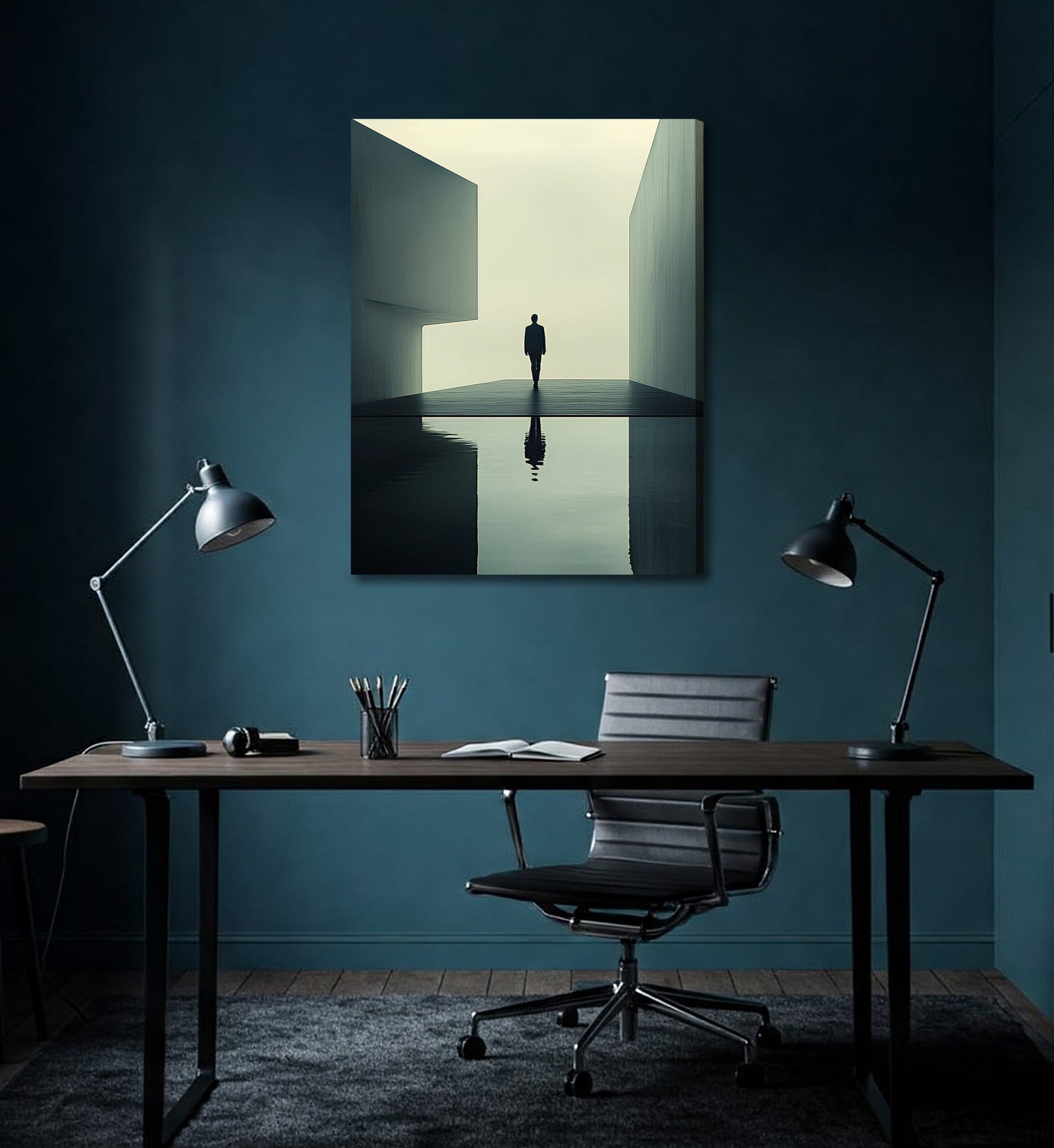 Minimalist Surreal Figure Between Walls – Abstract Canvas Wall Art