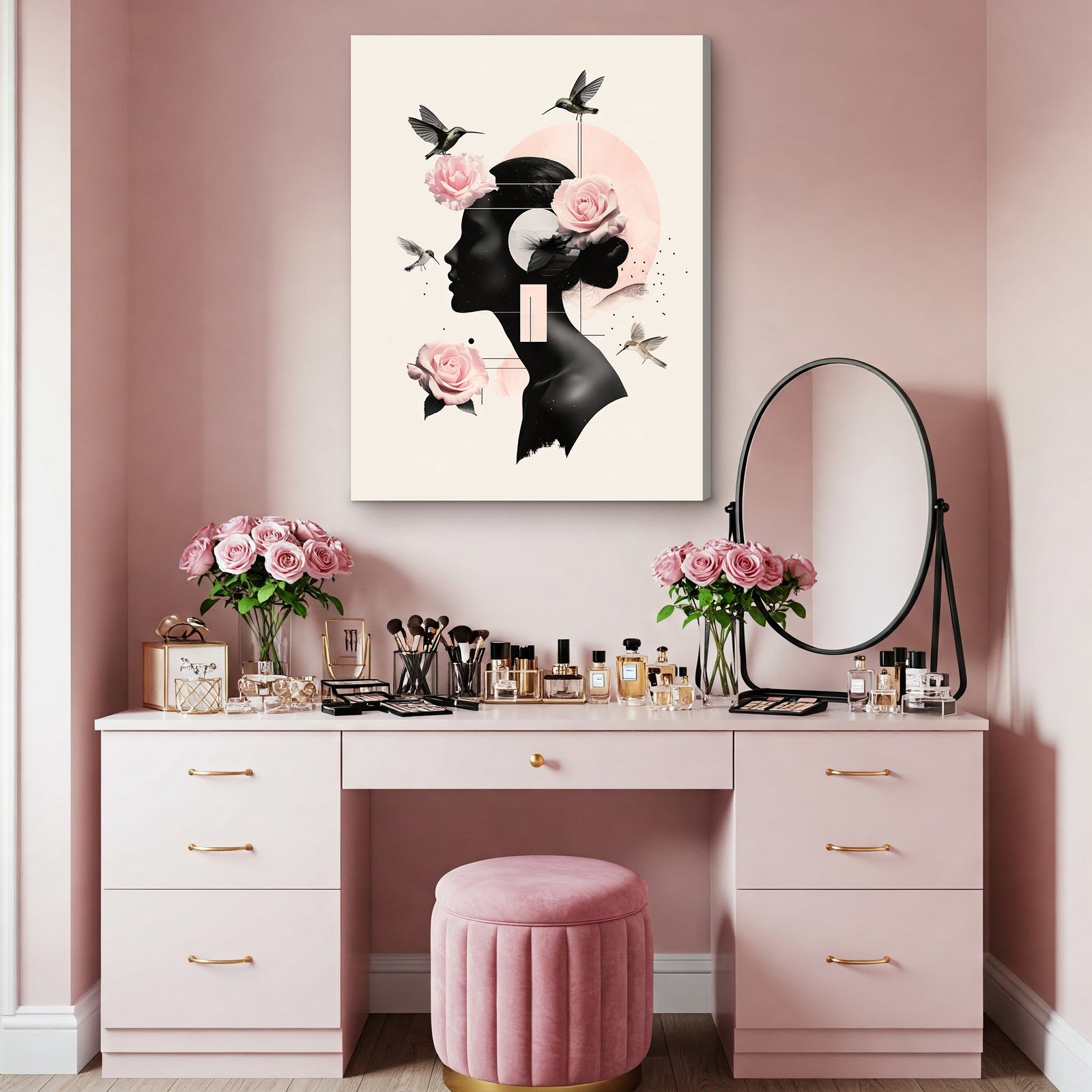 Rose Silhouette - Modern Minimalist Canvas Wall Art