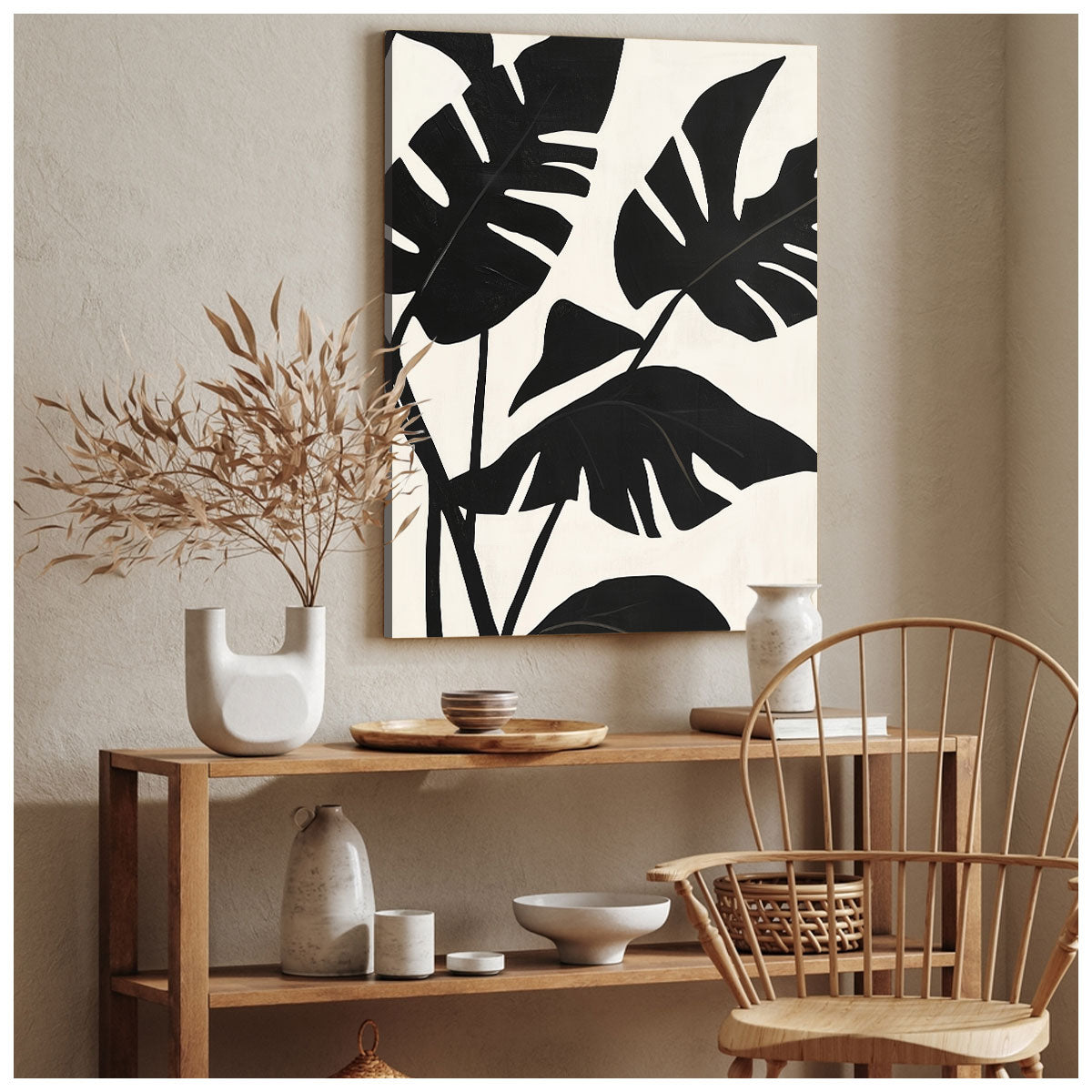 Monstera Leaf Canvas Abstract Wall Art