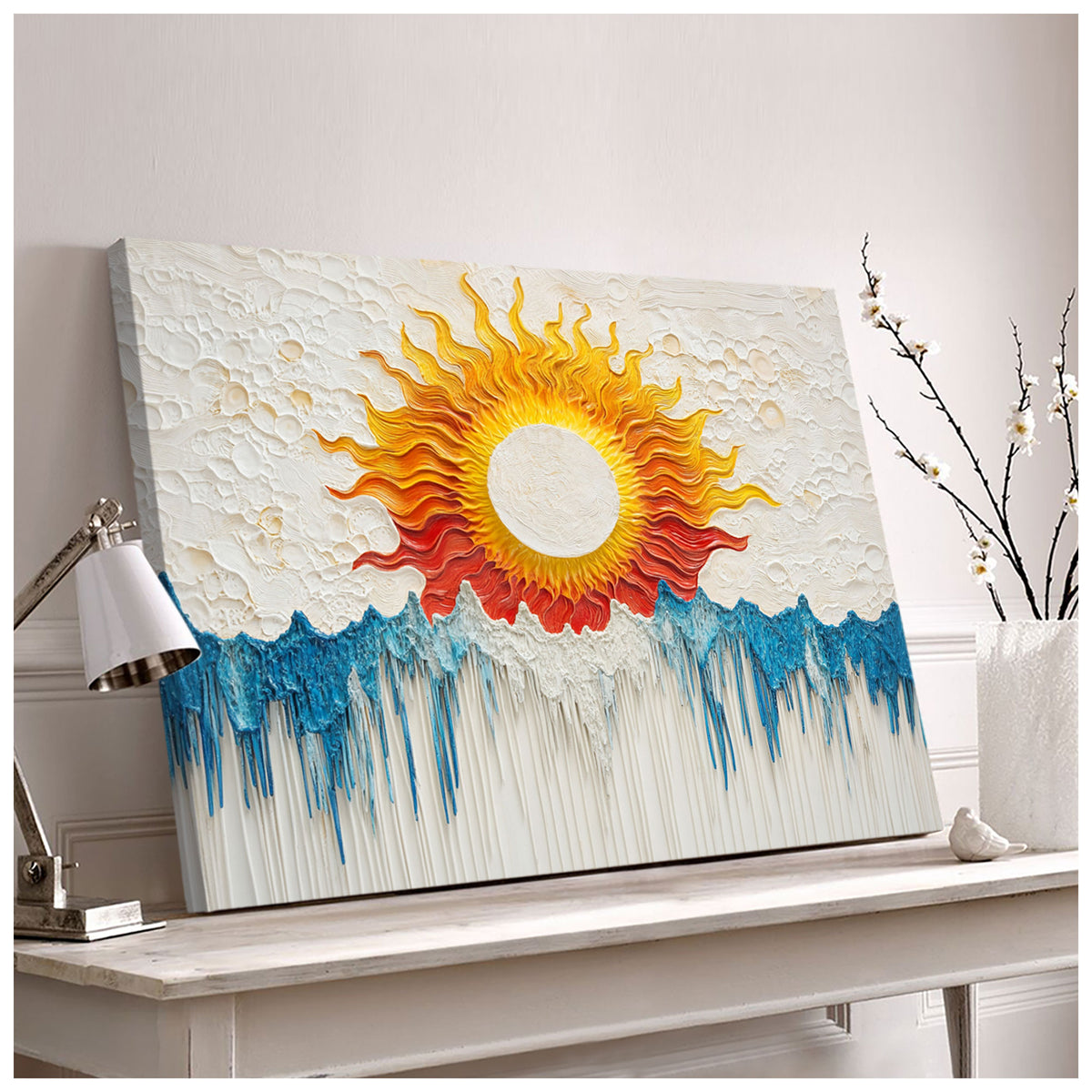 Dripping Sun And Ocean Abstract Wall Art