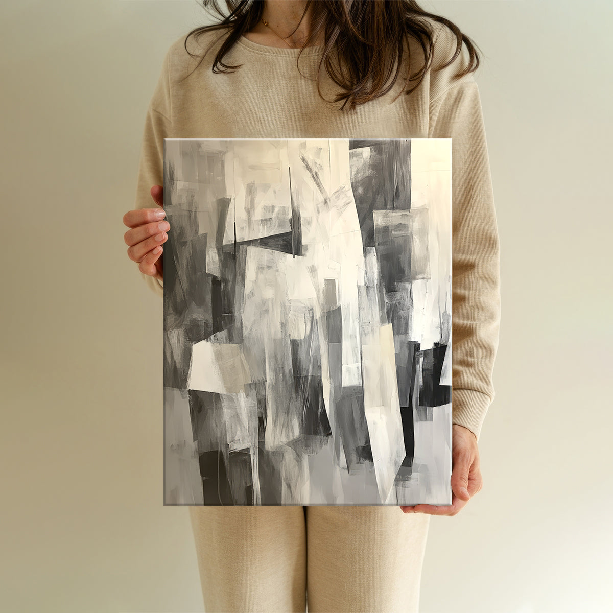 Monochrome Essence Abstract Canvas Print for Living Room