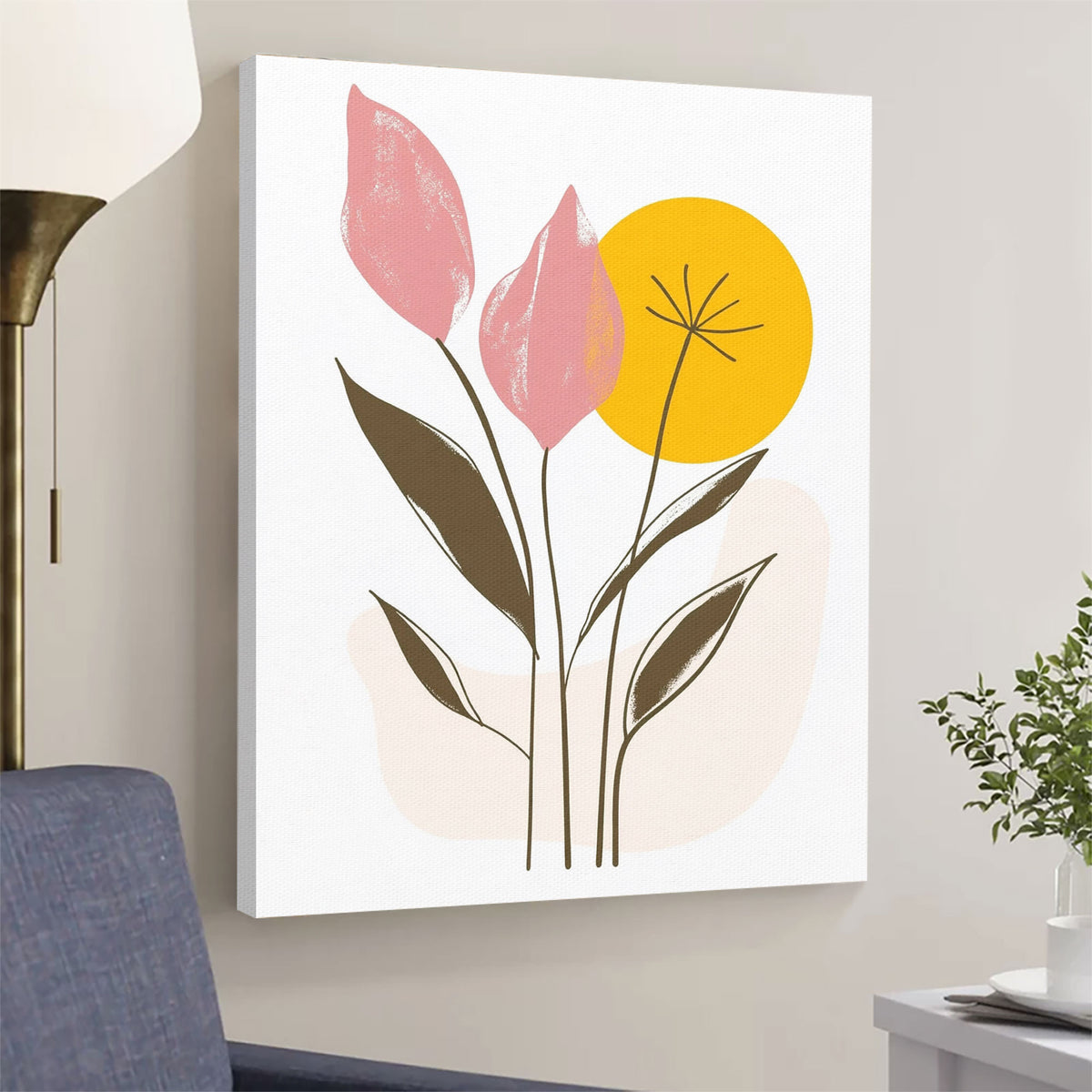 Modern Botanical Sunshine Abstract Wall Art