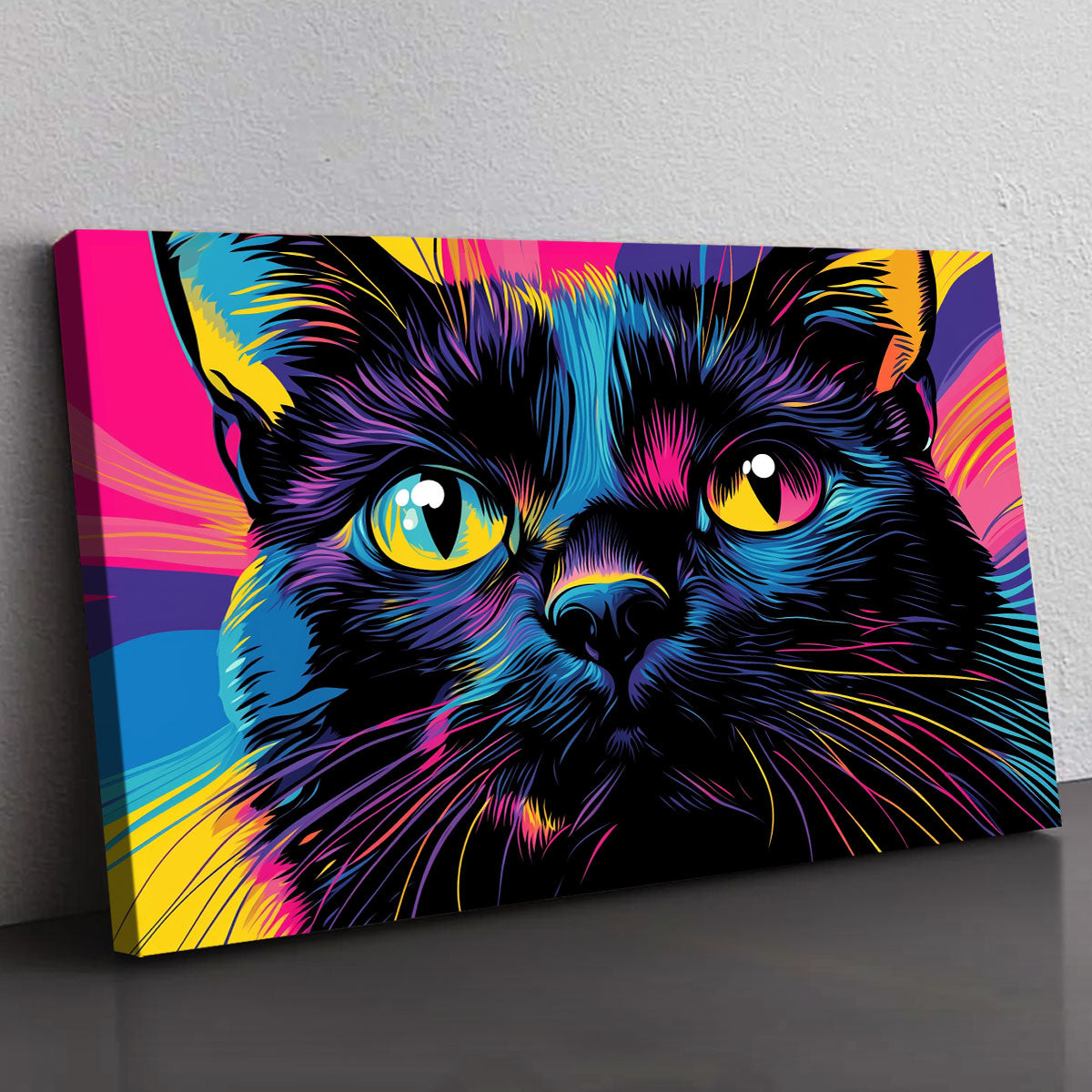 Black Cat Pop Art Portrait Canvas Art