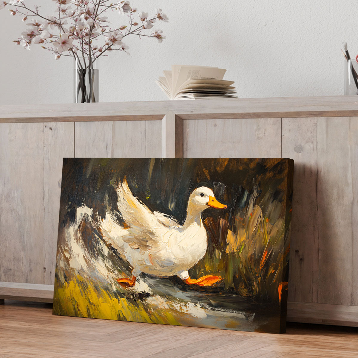 White Duck Painting Natural Hues Canvas