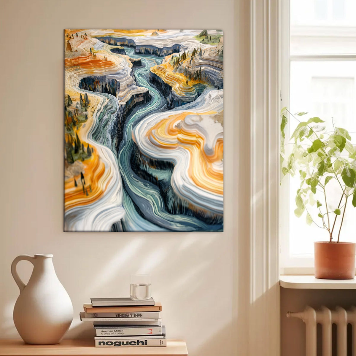 River Canyon Landscape Abstract Canvas Wall Art for Living Room