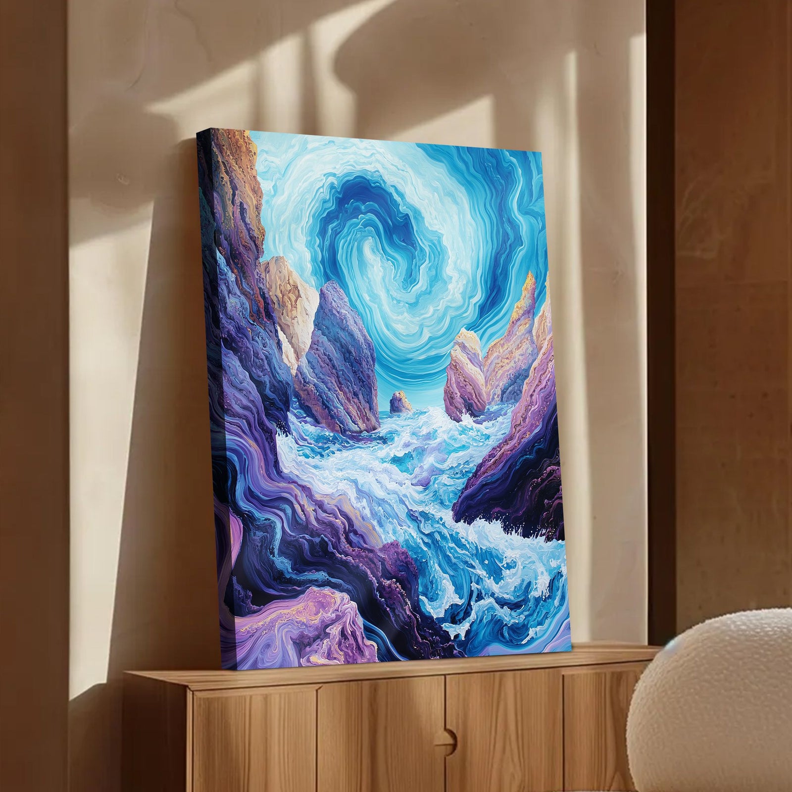 Ocean Whirl Landscape Abstract Canvas Wall Art for Living Room