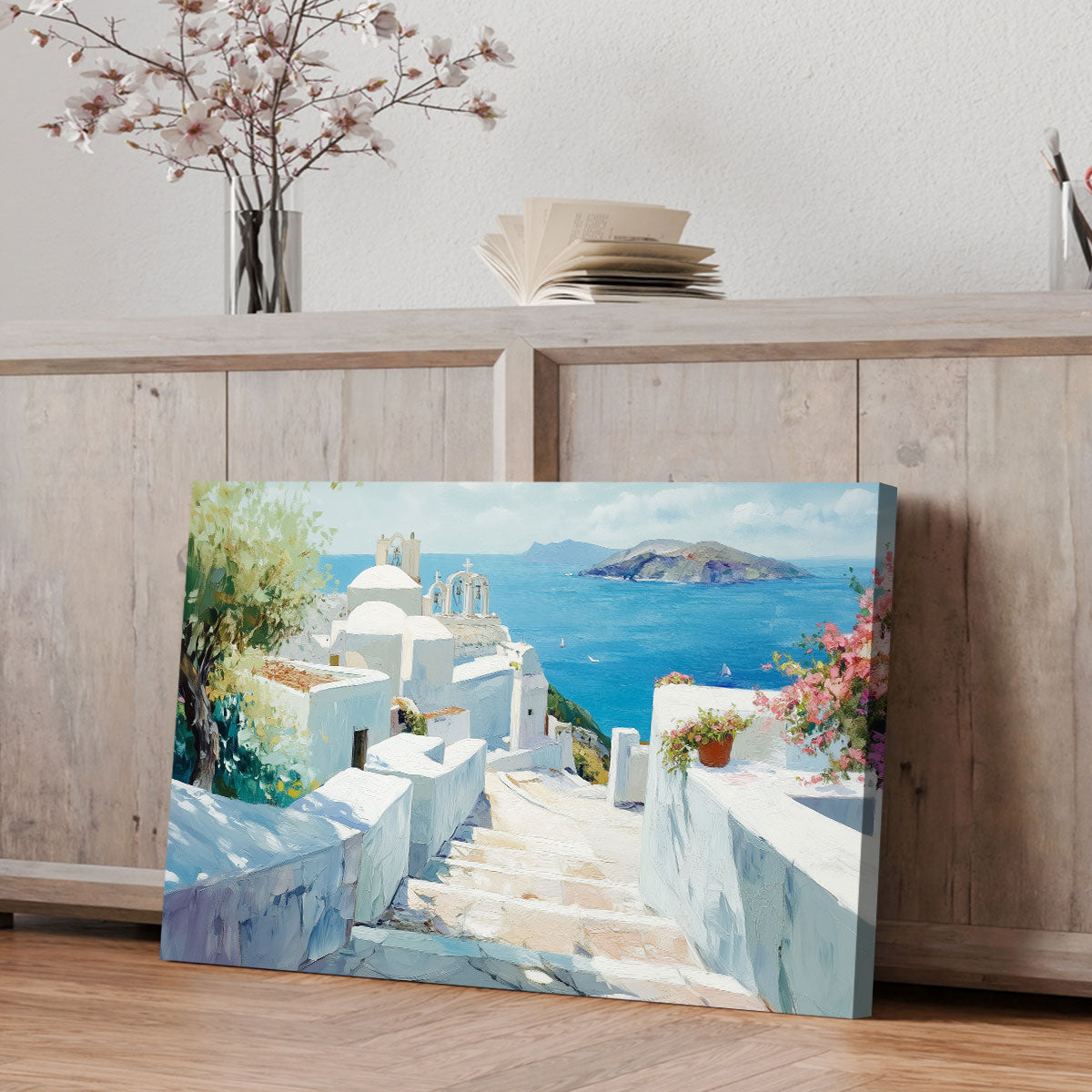 Santorin Mediterranean Art Canvas Artwork