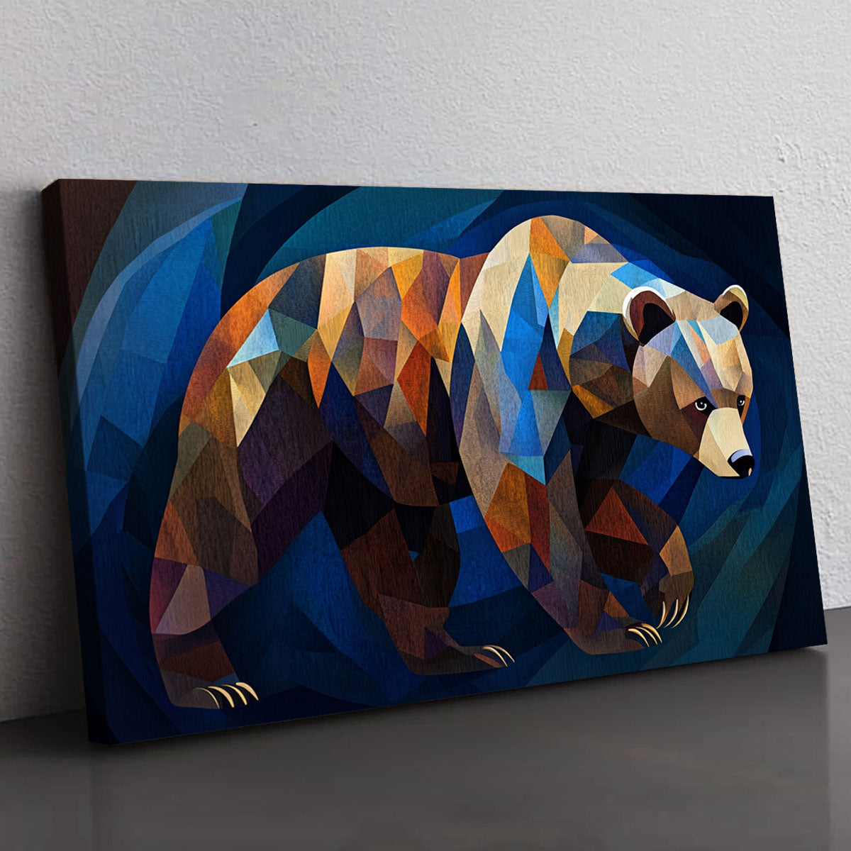 Modern Geometric Art Earthy Toned Bear