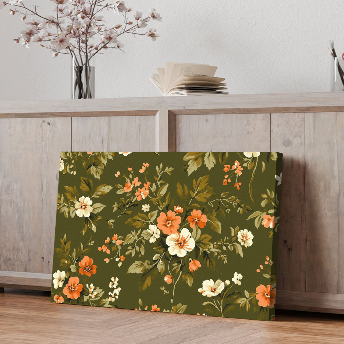 Garden Flower Pattern Canvas Vintage Artwork