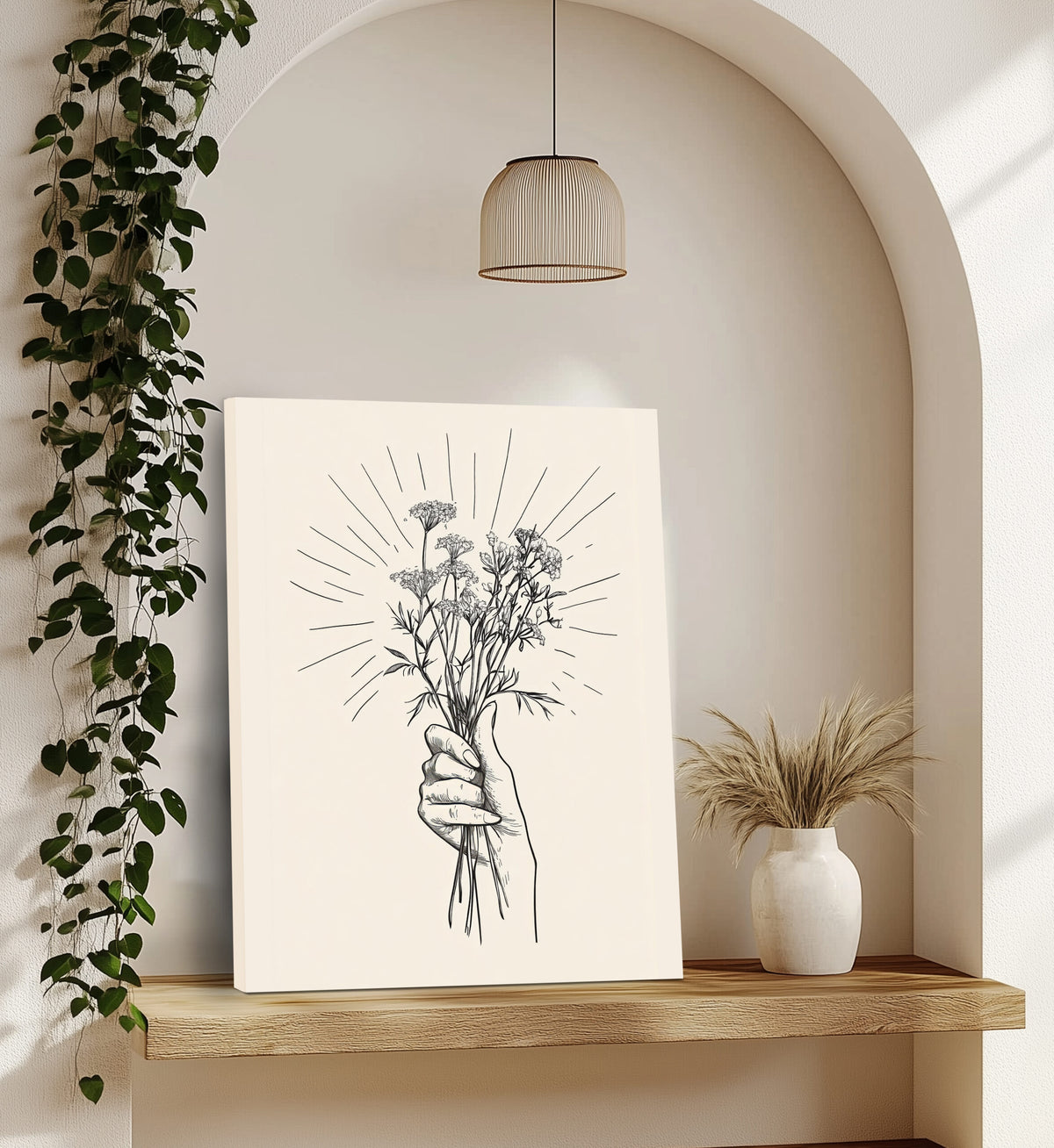 Wildflower Hand Boho Canvas Art
