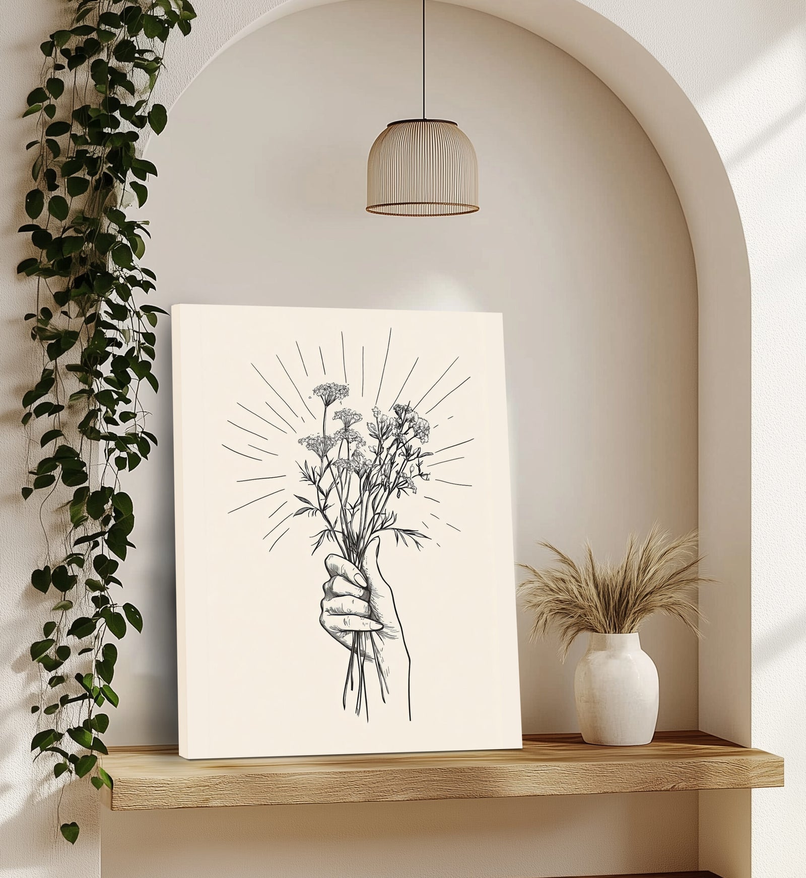 Wildflower Hand Boho Canvas Art