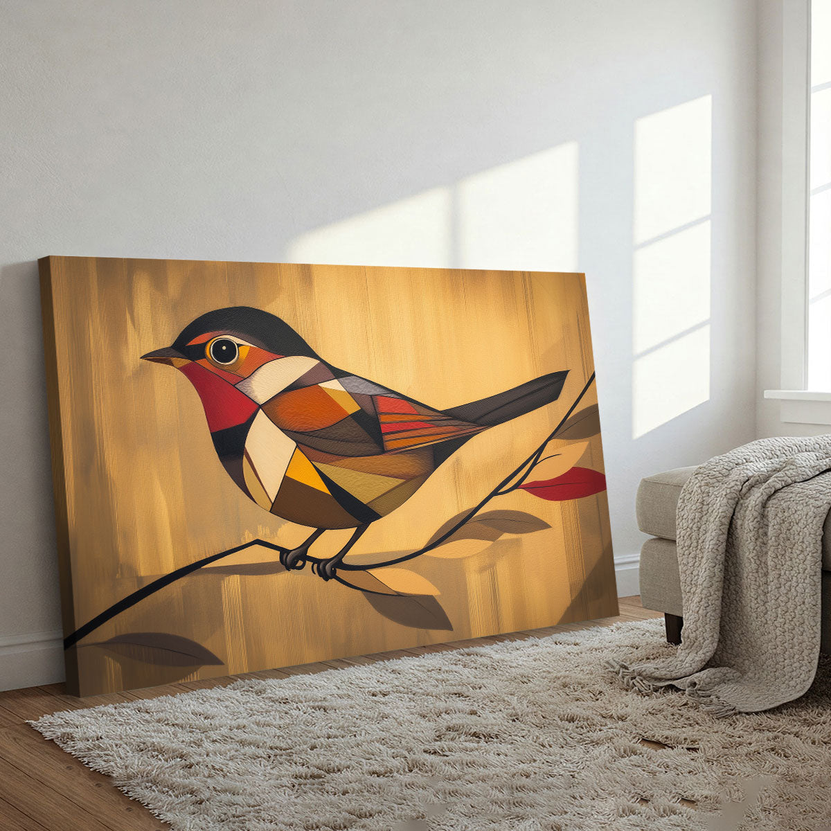 Songbird Geometric Art Avian Elegance Canvas Print