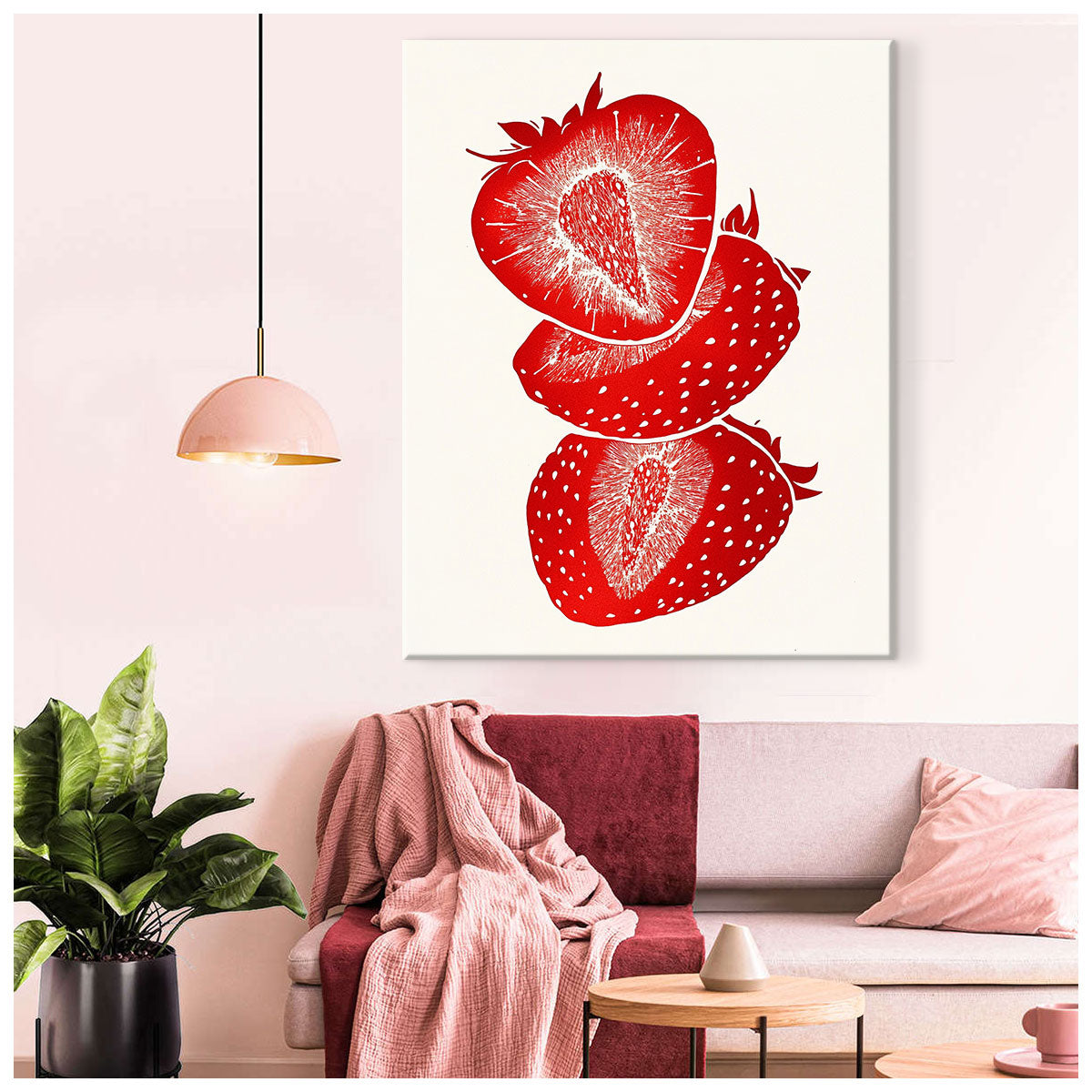 Ruby Strawberry Slices Abstract Wall Art