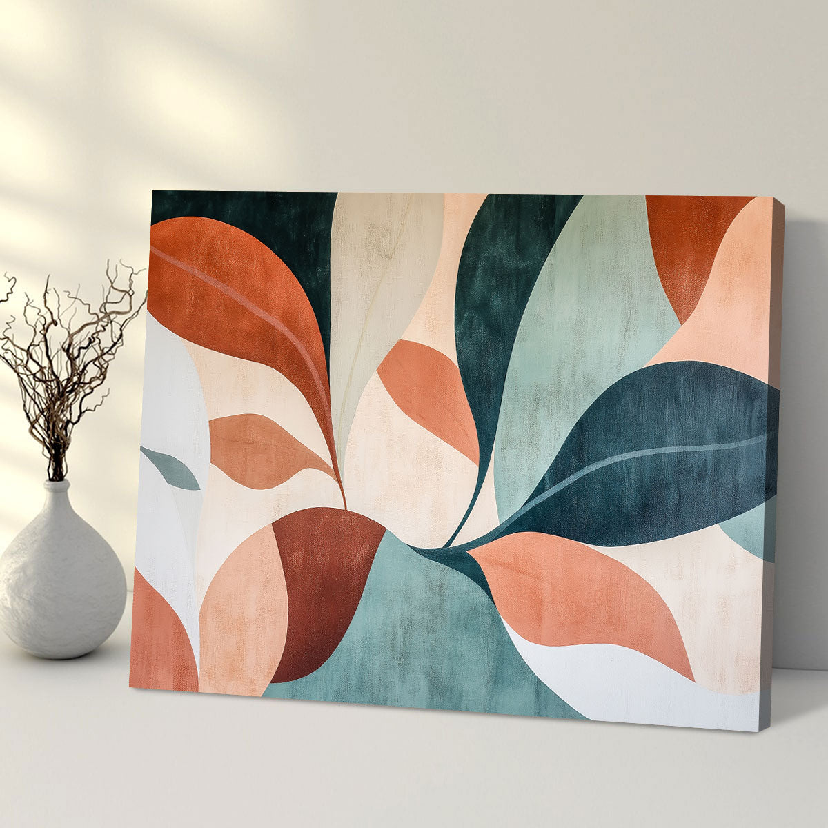 Abstract Terracotta Botanical Shapes Boho Canvas Wall Art