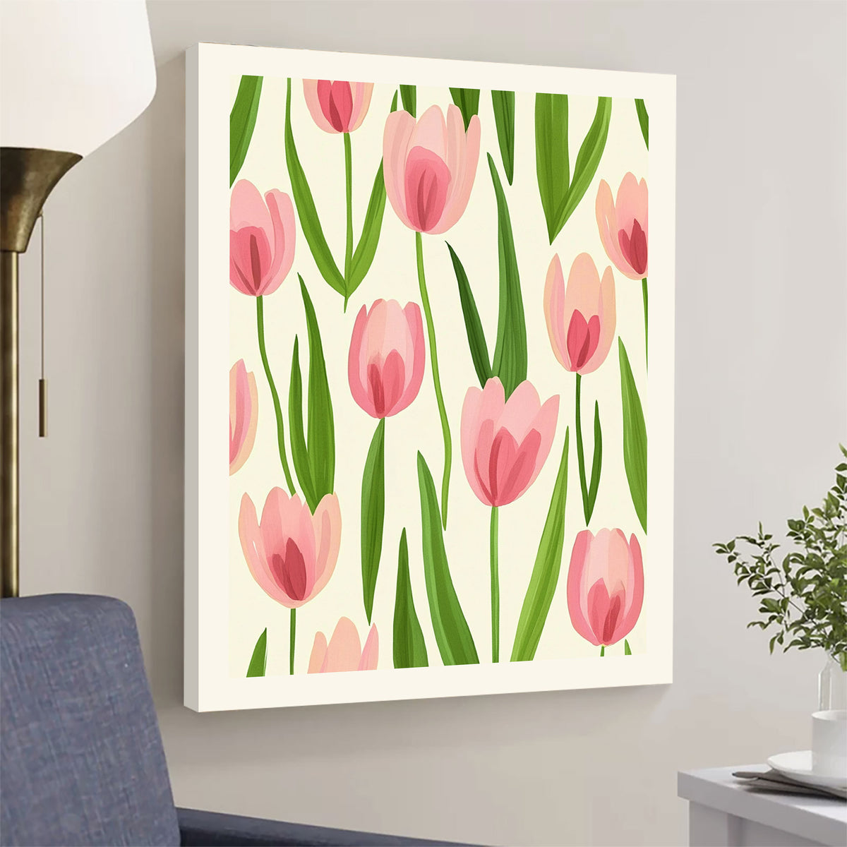 Blushing Tulip Meadow Vintage Artwork