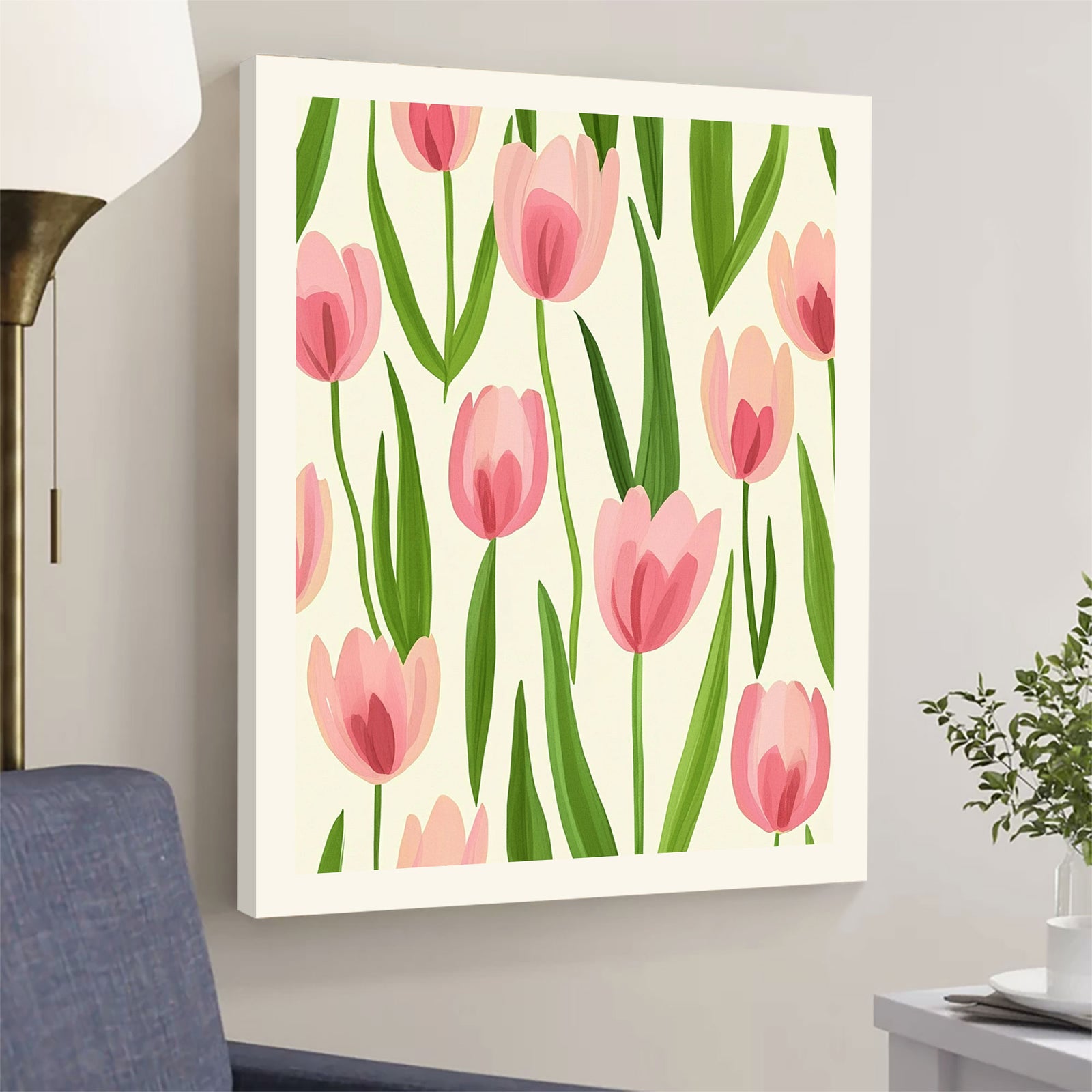 Blushing Tulip Meadow Vintage Artwork
