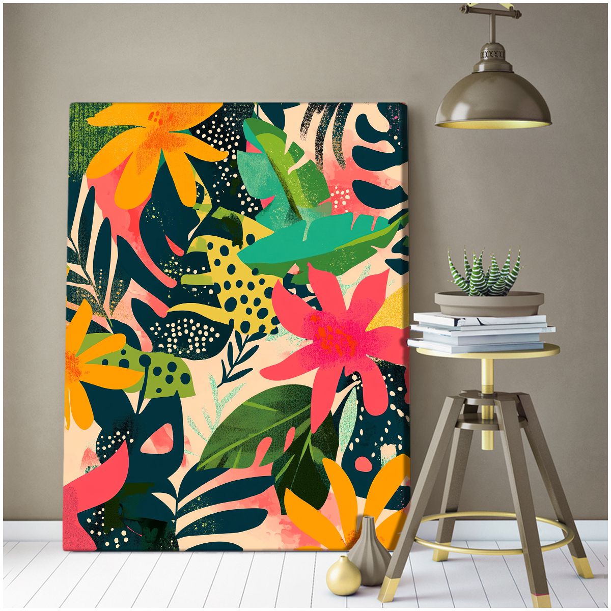 Tropical Burst Abstract Floral Canvas Print for Living Room