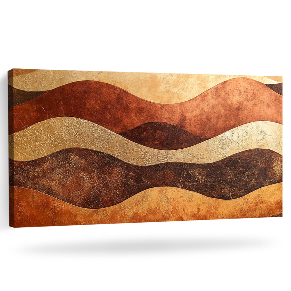 Earthy Waves Textured Geometric Abstract Canvas Wall Art