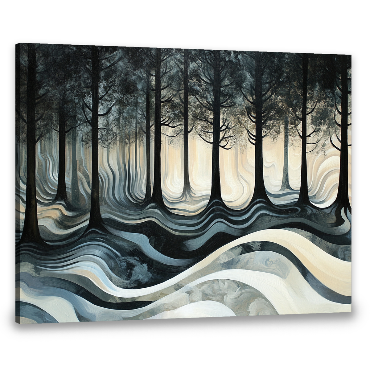 Whispering Woods Nature Abstract Canvas Wall Art for Living Room