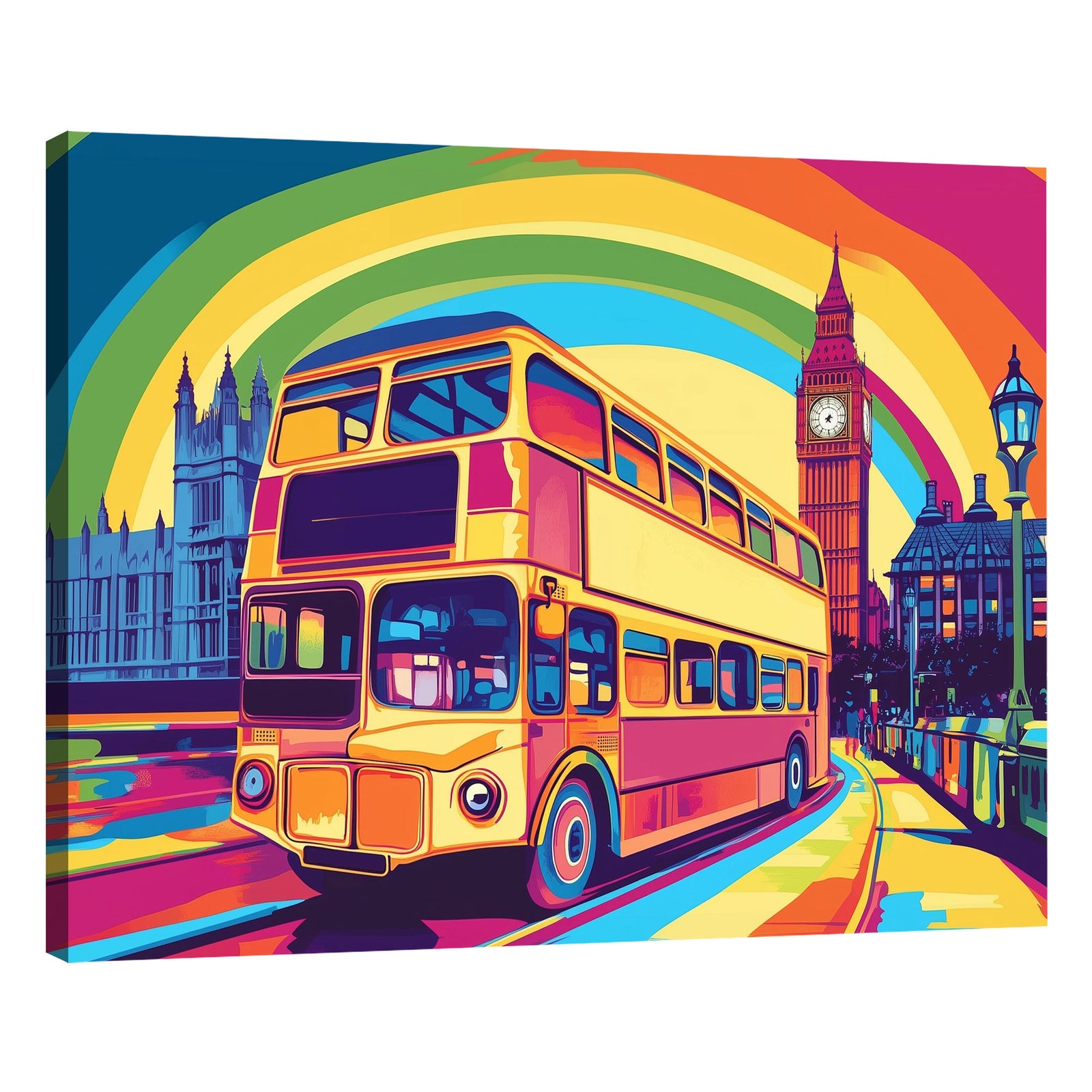 London Pop Art Icons In Color Canvas Print