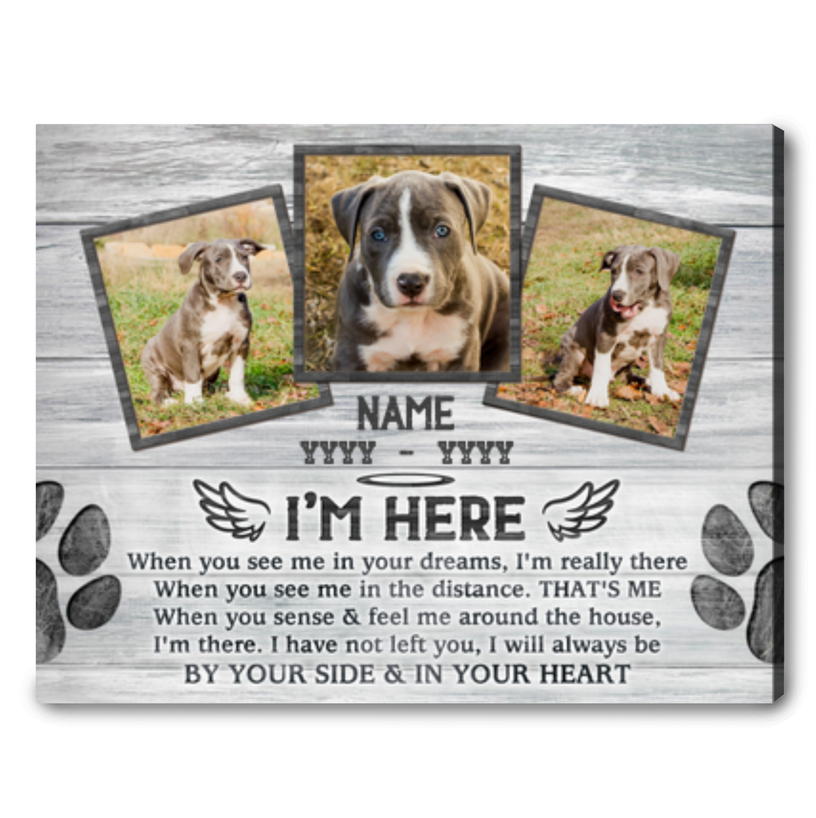 Sympathy Gift For Loss Of Dog Custom Memorial Photo Dog Canvas Print