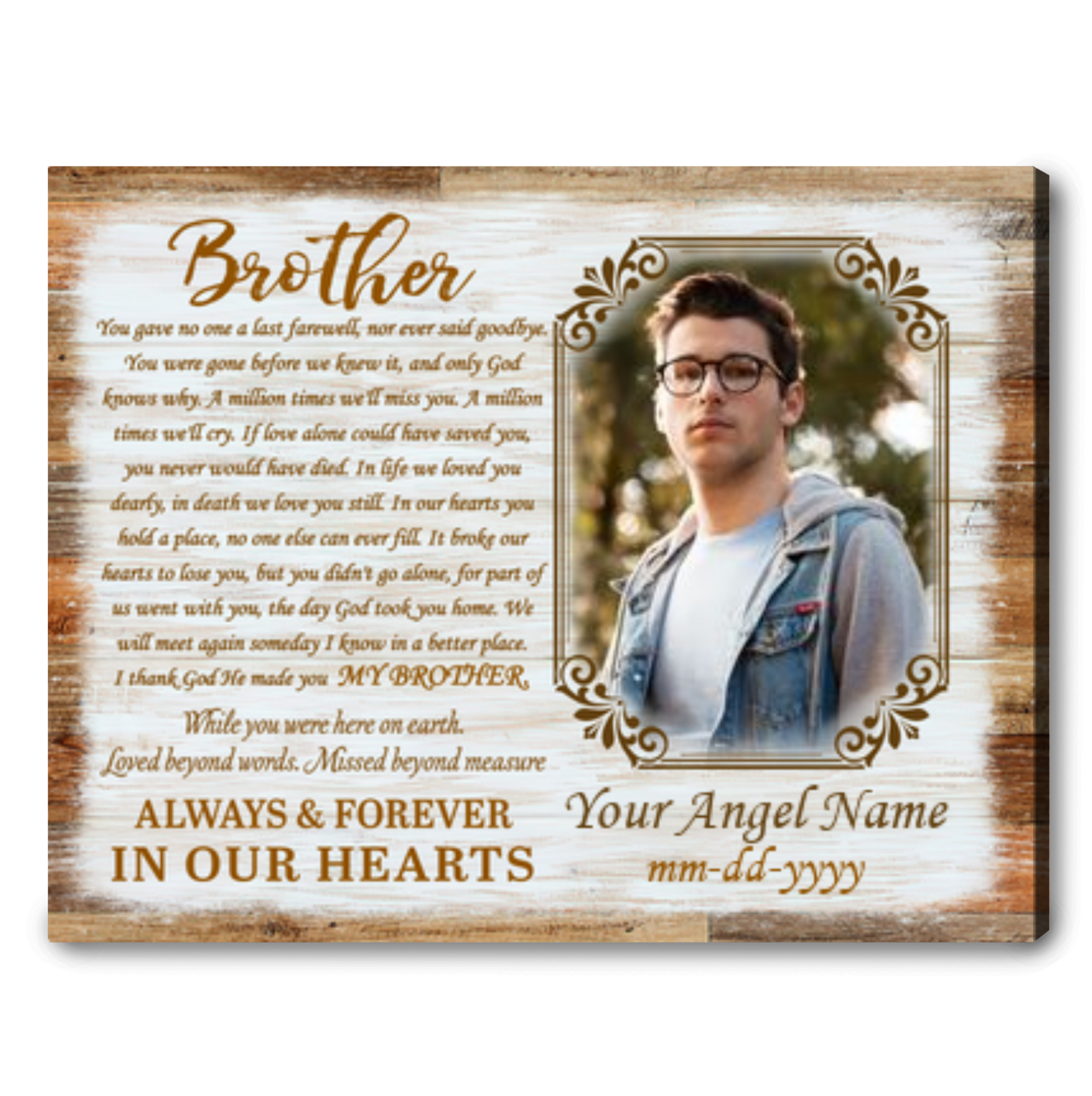 Personalized Memorial gifts For Loss Of Brother Sympathy Keepsake Gift For Brother In Heaven