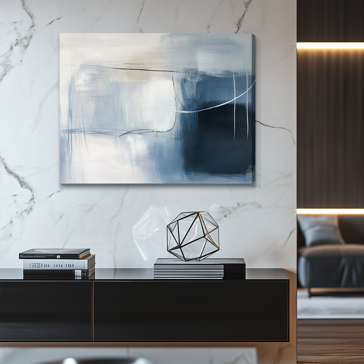 Muted Gray Abstract Canvas Wall Art – Calming Minimalist Painting