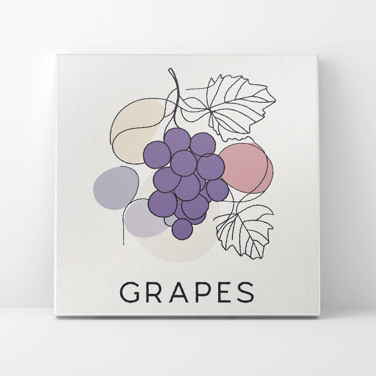 Minimalist Grape Cluster Line Canvas Wall Art