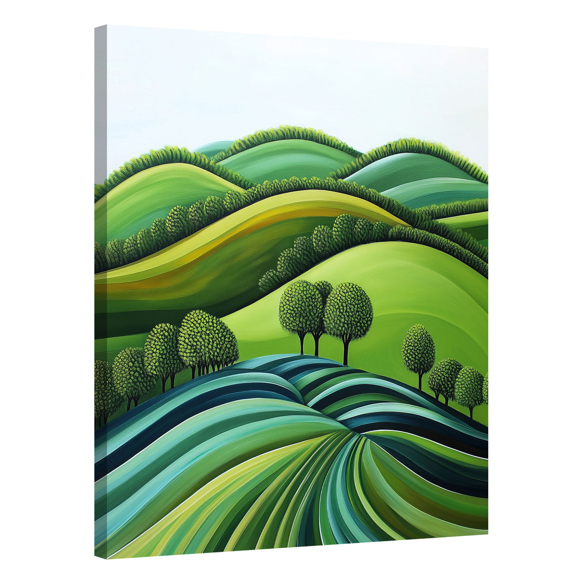 Verdant Rolling Hills Abstract Green Landscape