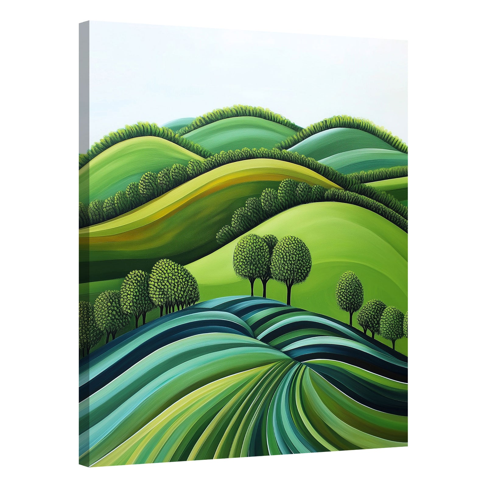 Verdant Rolling Hills Abstract Green Landscape