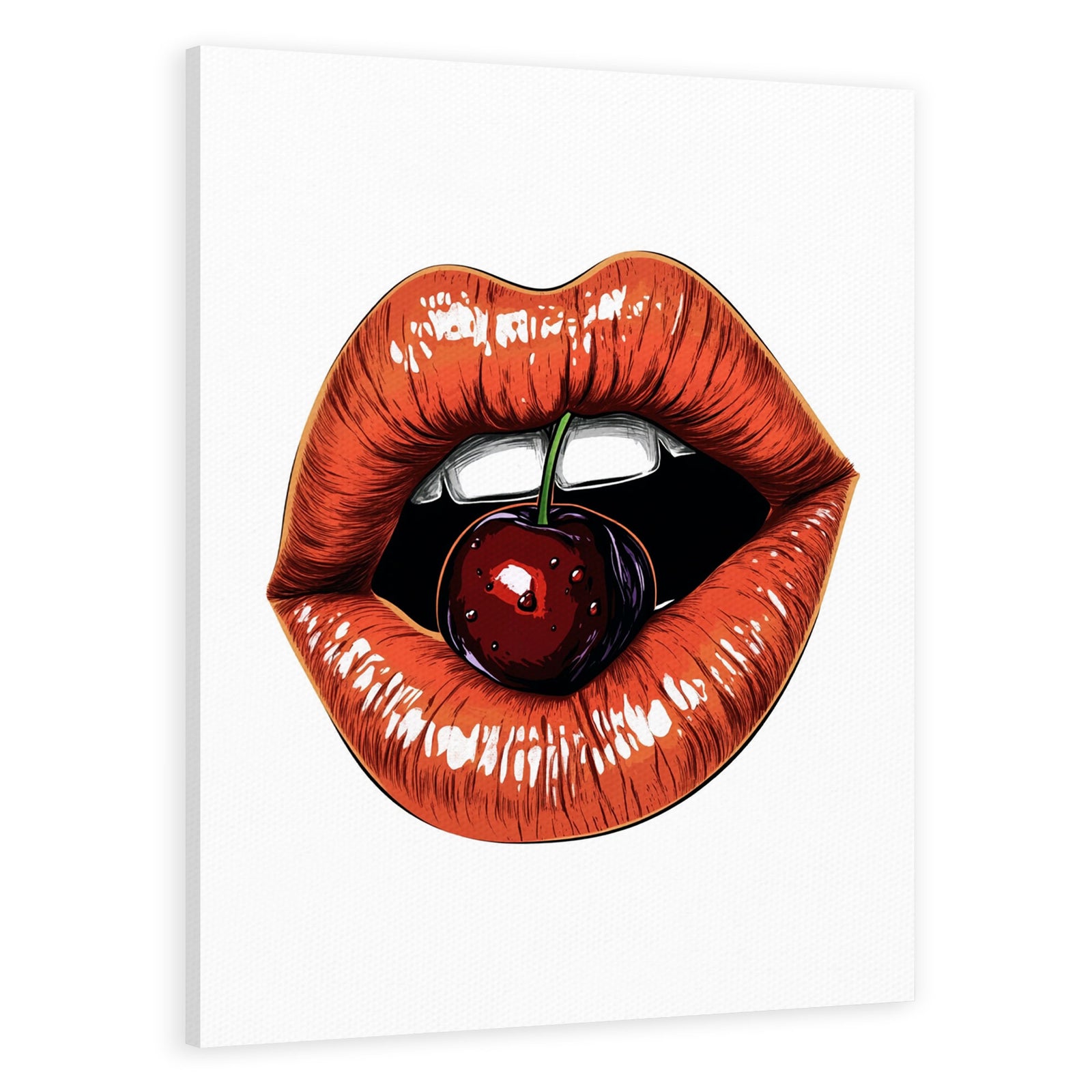Pop Art Cherry Lips Vertical Wall Art
