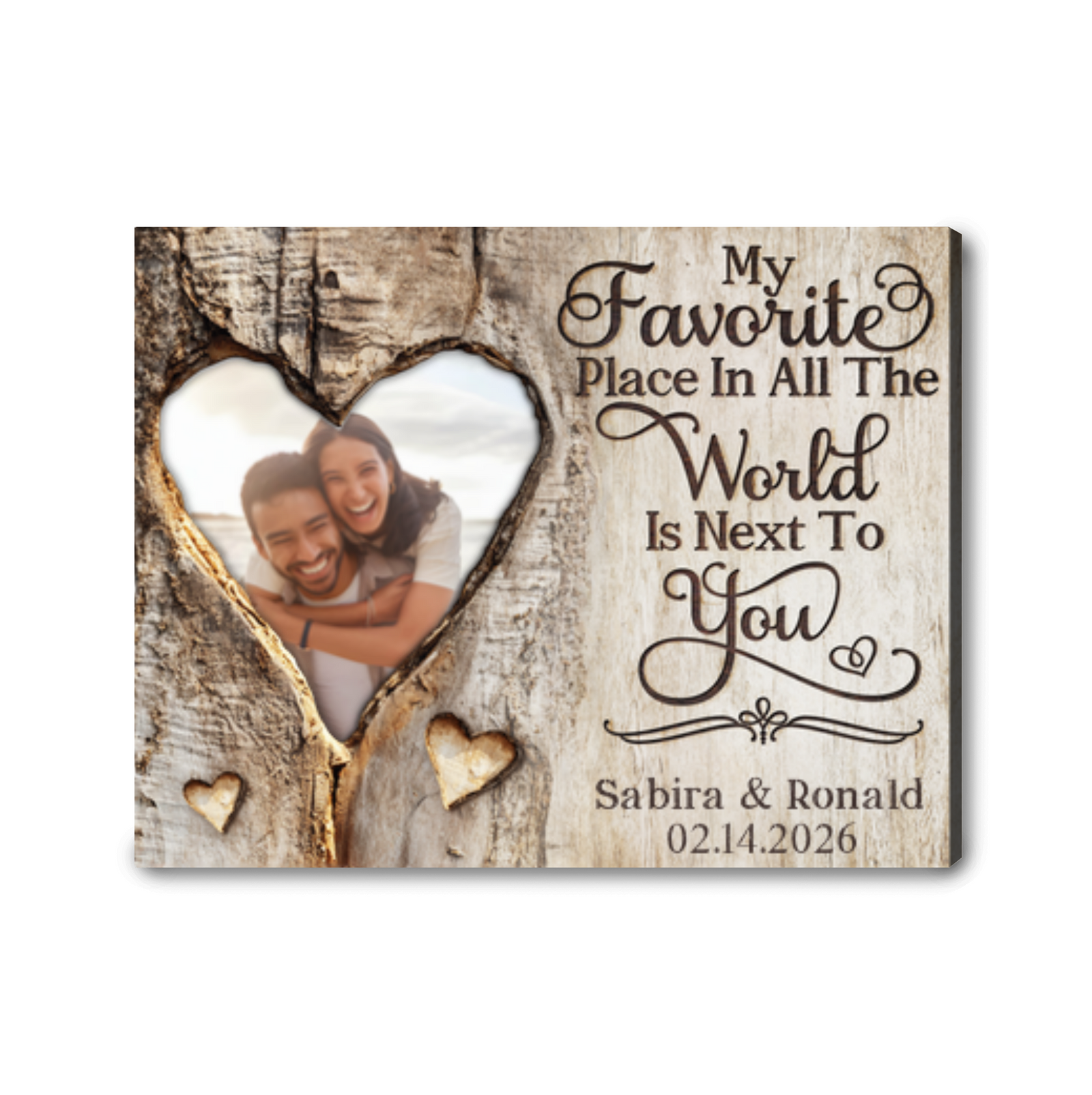 My Favorite Place Personalized Heart Photo Canvas Print Gift for Valentine’s Day