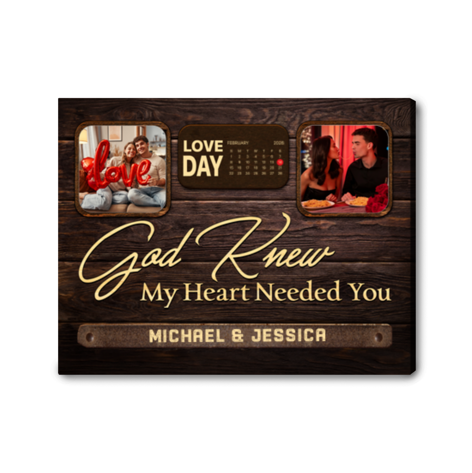 God Knew My Heart Needed You Personalized Wooden Canvas 