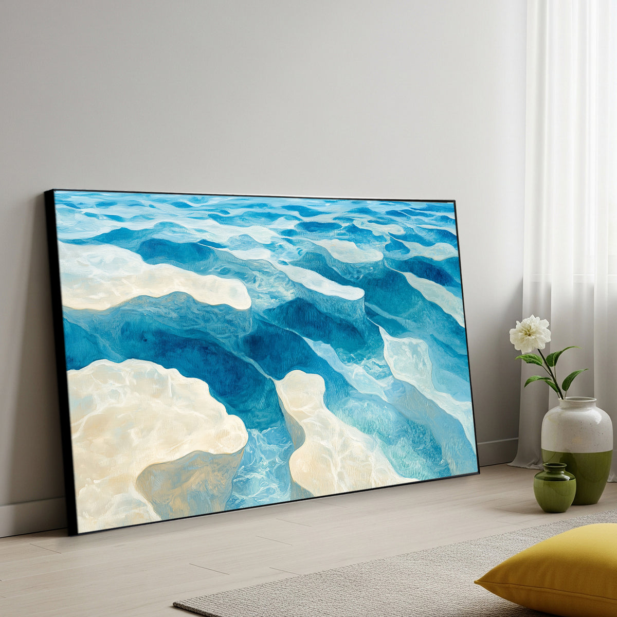 Aerial Ocean View Acrylic Painting Coastal Canvas Art