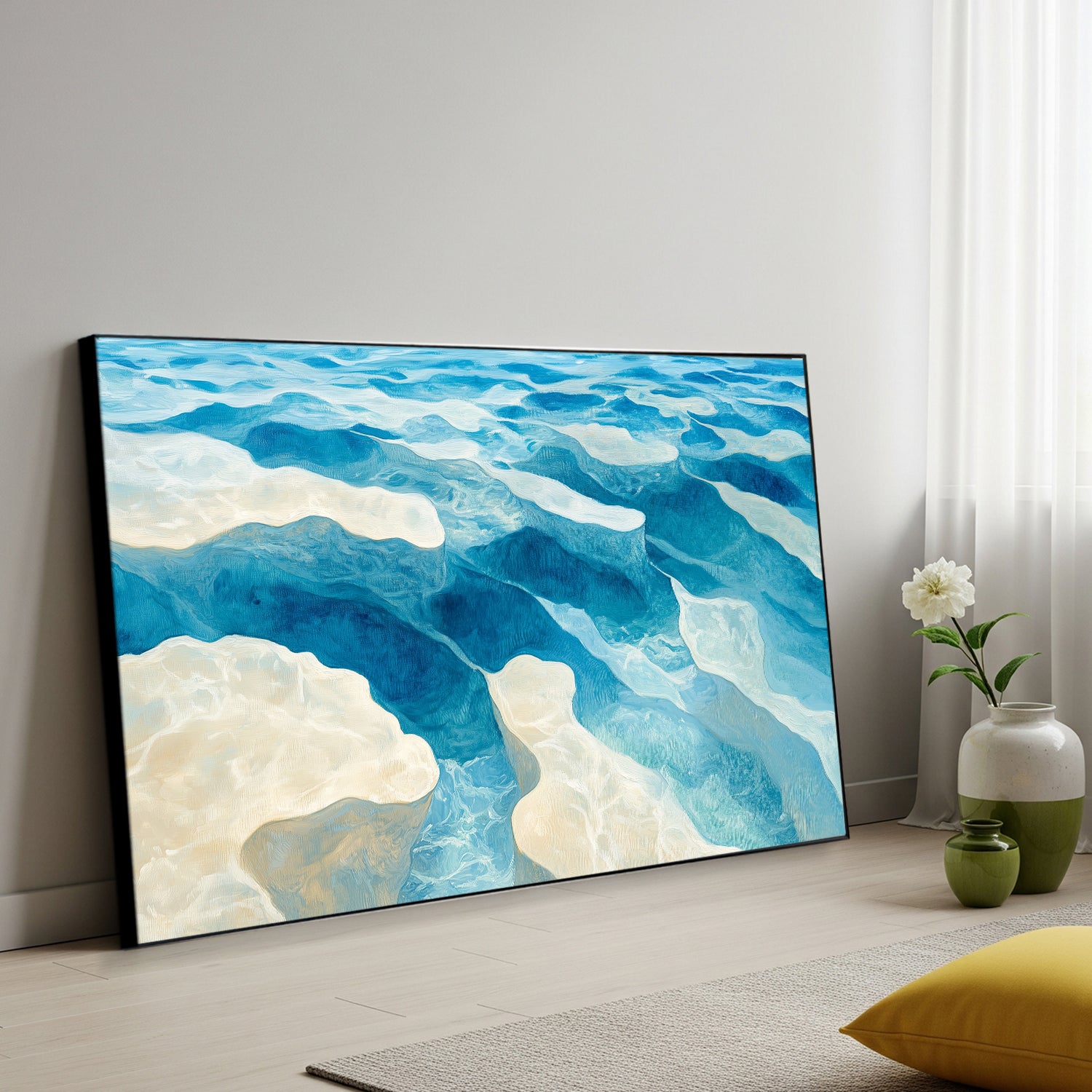 Aerial Ocean View Acrylic Painting Coastal Canvas Art