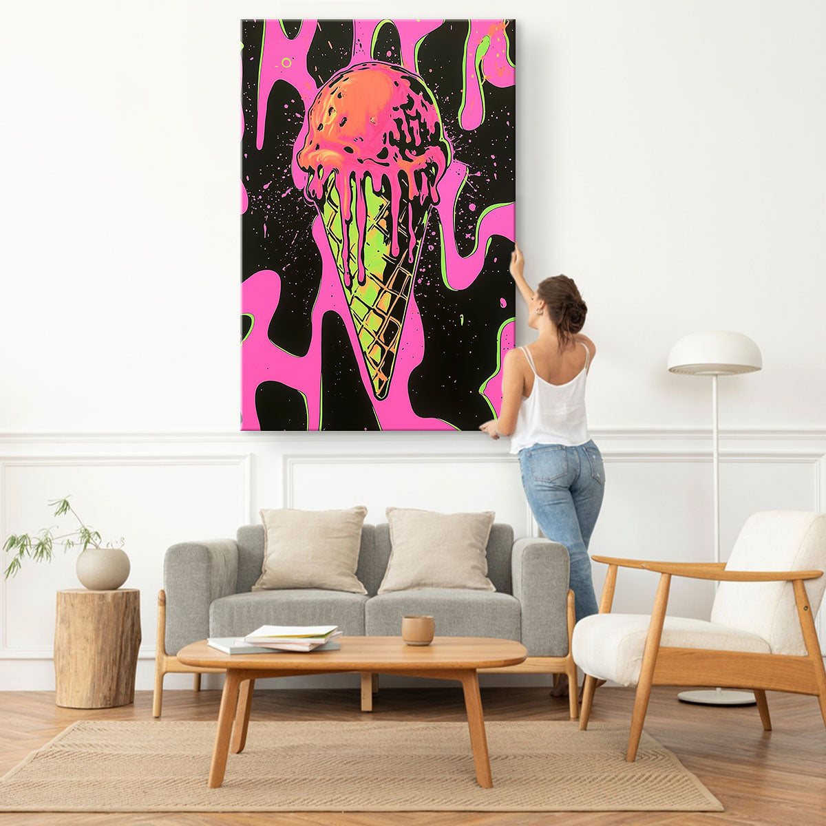 Pop Art Ice Cream Cone Canvas Wall Art