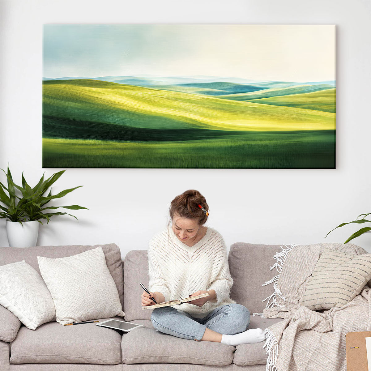 Abstract Green Landscape Misty Nature Artwork