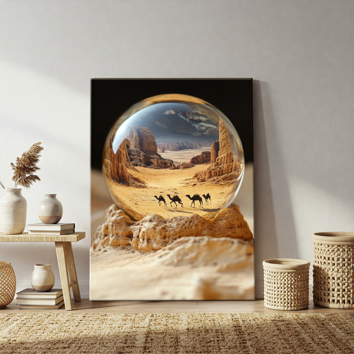 Desert In Glass Orb Surreal Canvas Wall Art Print